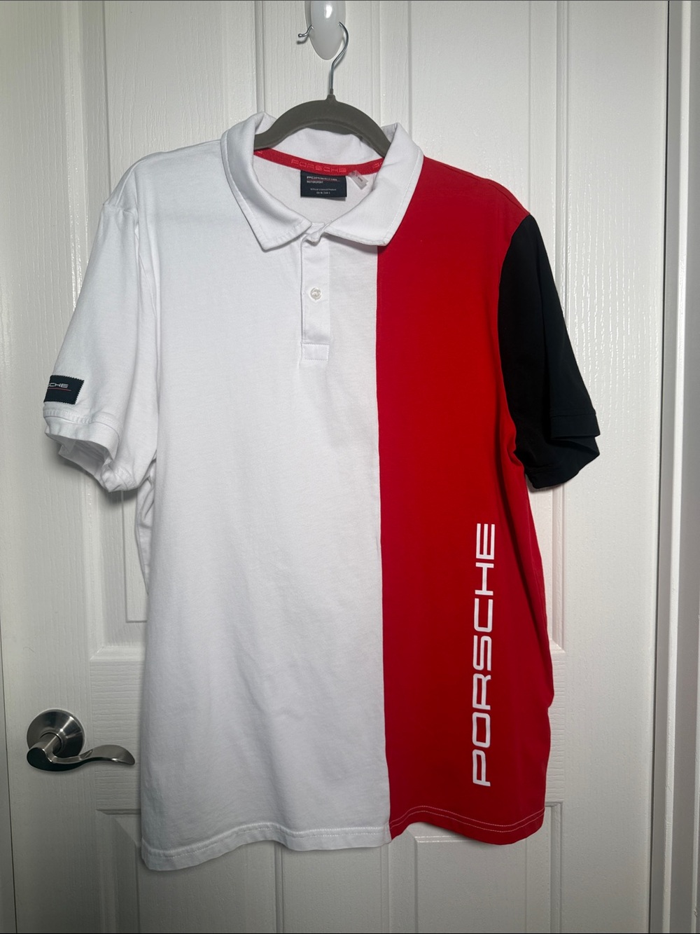 Porsche Motorsport Men’s White/Red/Black Colorblock Polo - L
